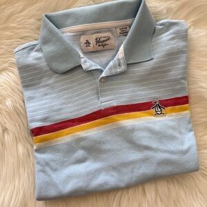 Original Penguin Sky Blue Striped Polo